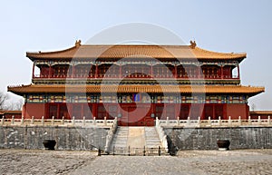 The Pavilion of Spreading Righteousness at the Forbidden City in Beijing, China. photo