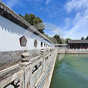 Pavilion of Summer Palace bordering Kunming Lake, Beijing, China