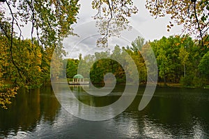 Pavilion on the surface of the pond