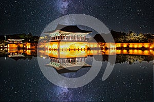 Anapji pond and a starry night, Gyeongju, Korea