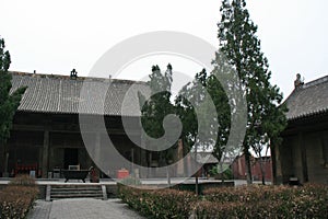 pavilions at the shuang lin monastery in pingyao (china)