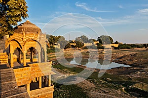 Pavillion at Amar Sagar lake, Jaisalmer, Rajasthan, India