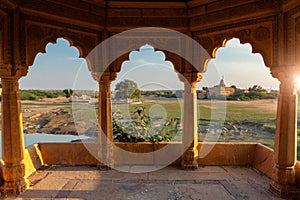 Pavillion at Amar Sagar lake, Jaisalmer, Rajasthan, India