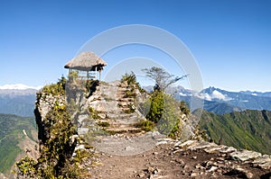 Pavillion atop of Machu Picchu Mountain peak