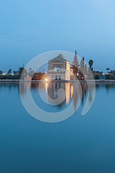 Pavillion on Menara Gardens at Marrakech, Morocco