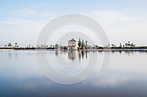 Pavillion on Menara Gardens at Marrakech, Morocco