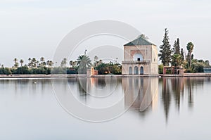 Pavillion on Menara Gardens at Marrakech, Morocco