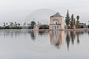 Pavillion on Menara Gardens at Marrakech, Morocco