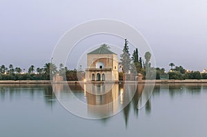 Pavillion on Menara Gardens at Marrakech, Morocco