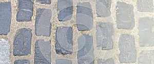 Paving blocks made of asymmetrical stone with copy space photo