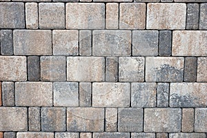 Paving blocks made of rectangular grey stones