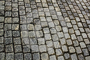 Paving cobbles stones texture. Retro street road