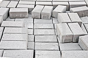 Paving sidewalks gray stone blocks