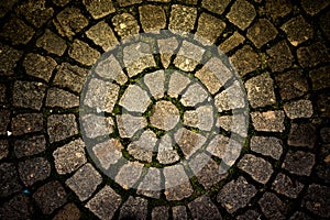 Paving stone laid out circles. background