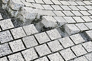 Paving stones broken and cracked