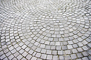 Paving stones laid out in a radial pattern
