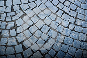 Paving stones, top view. Urban decor. Brick block