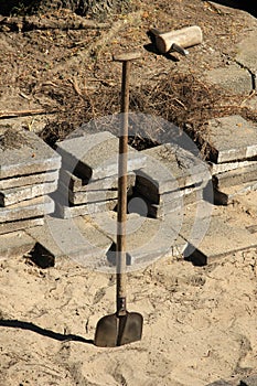 Pavior at work: pavement repair job