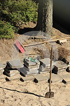 Pavior at work: stacked tiles