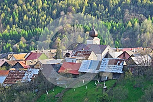 Pavlany village with church in Spis region in Slovakia