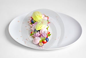 Pavlova | Basil Ice Cream | Blueberry Meringue | Strawberry Marshmallows