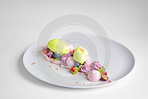 Pavlova | Basil Ice Cream | Blueberry Meringue | Strawberry Marshmallows