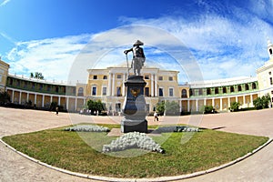 Pavlovsk Palace and Paul`s monument photo