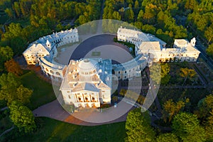 Pavlovsky Palace, evening shooting from a quadrocopter