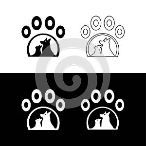 Paw cat and dog animal logo
