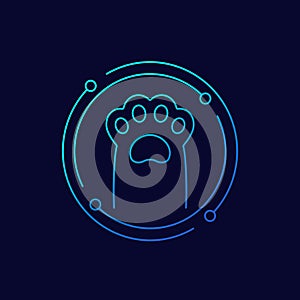 paw of cat or dog icon, linear design