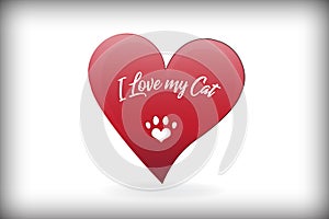 Paw cat love heart logo vector design