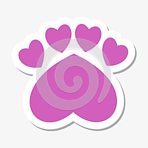 Paw and heart shape pink sticker - Illustration