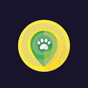 Paw and location marker icon
