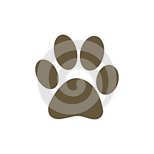 Paw logo or cat and dog animal pet vector paw footprint icon