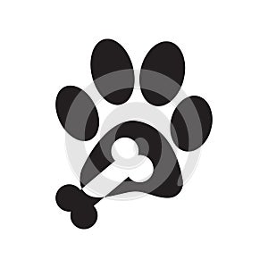 Paw logo or cat and dog animal pet vector paw footprint icon