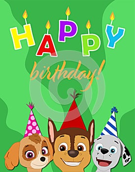 Paw patrol birthday card green