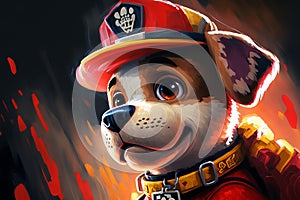 Paw Patrol Marshall abstract background acryl painting. Generative ai