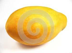 PAW PAW OR PAPAYA FRUIT carica papaya AGAINST WHITE BACKGROUND