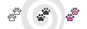 Paw print different style icon set