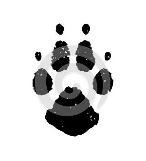 Paw print dog, wolf, tiger or cat. Pet prints. Footprint icon. Black foot puppy isolated on white background. Paws nail shape