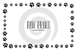 Paw print frame on white background