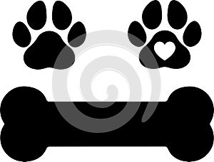 Paw print heart, dog, animal, pet, vector illustration file