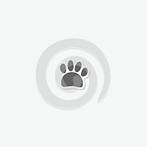 Paw print icon sticker isolated on gray background