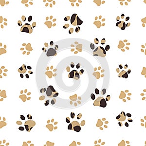 Paw print with leopard prints fabric design pattern background photo