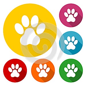 Paw Print With Long Shadow set - Illustration