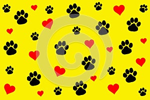 Paw print pattern background. Illustration design