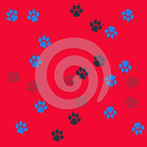 Paw print seamless. Traces of Cat Textile Pattern. Vector seamless