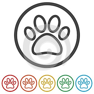 Paw Print Symbol, 6 Colors Included