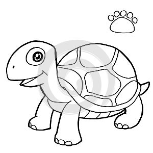 Paw print with turtle Coloring Pages vector photo