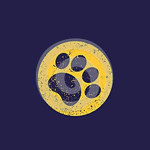 Paw print, vector with grunge